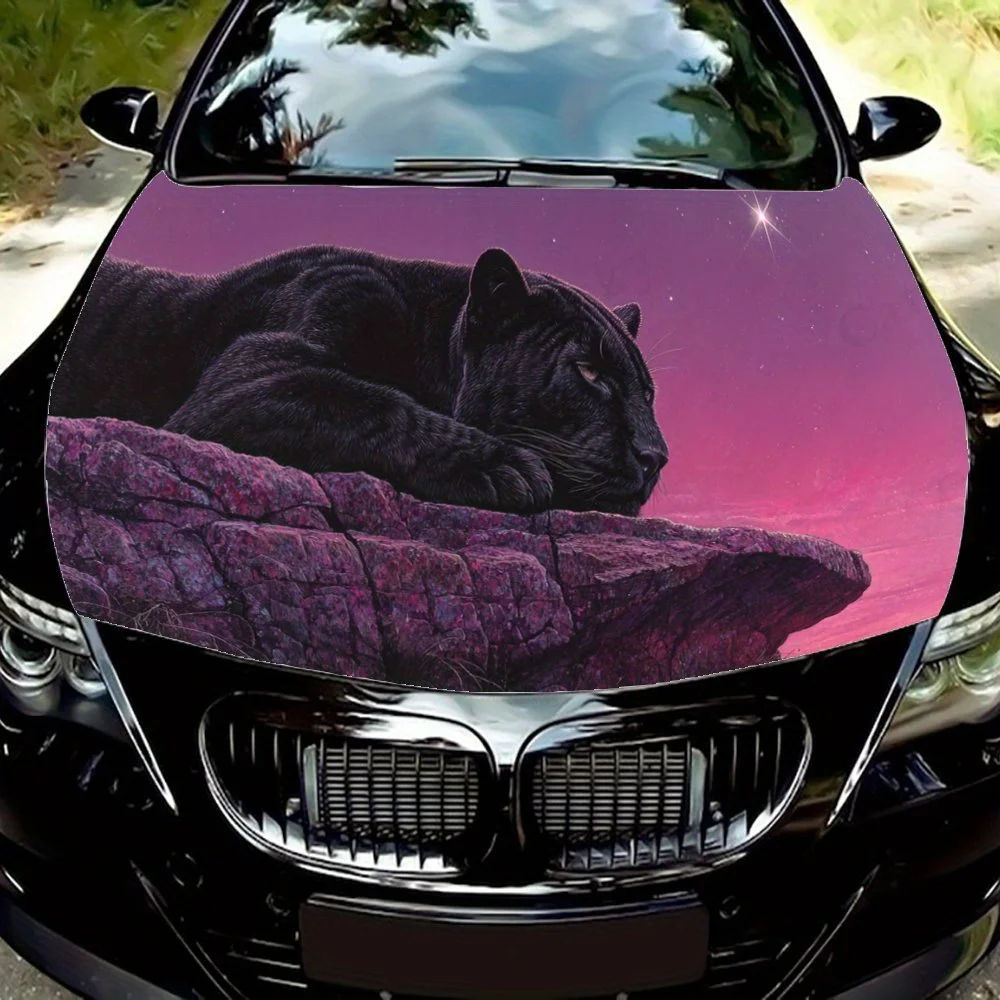 

Пантера в розовом сумерках, наклейка на капот автомобиля, самоклеящаяся водонепроницаемая наклейка на капот автомобиля из ПВХ, устойчивая к царапинам наклейка для украшения автомобиля