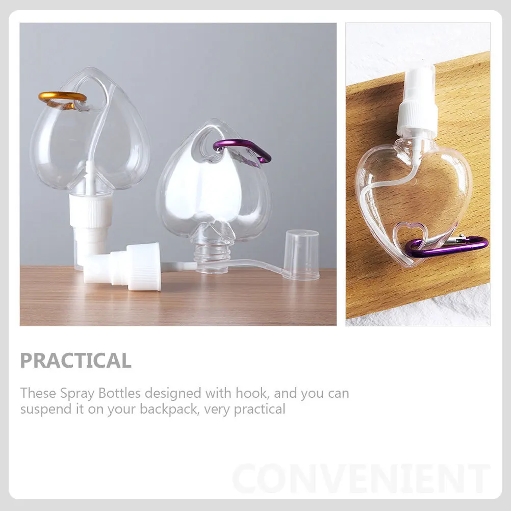 3 個のハート型スプレーボトル ポータブル 漏れ防止 詰め替え可能 トラベルボトル カラビナ付き 化粧品 香水 エッセンシャルオイル用