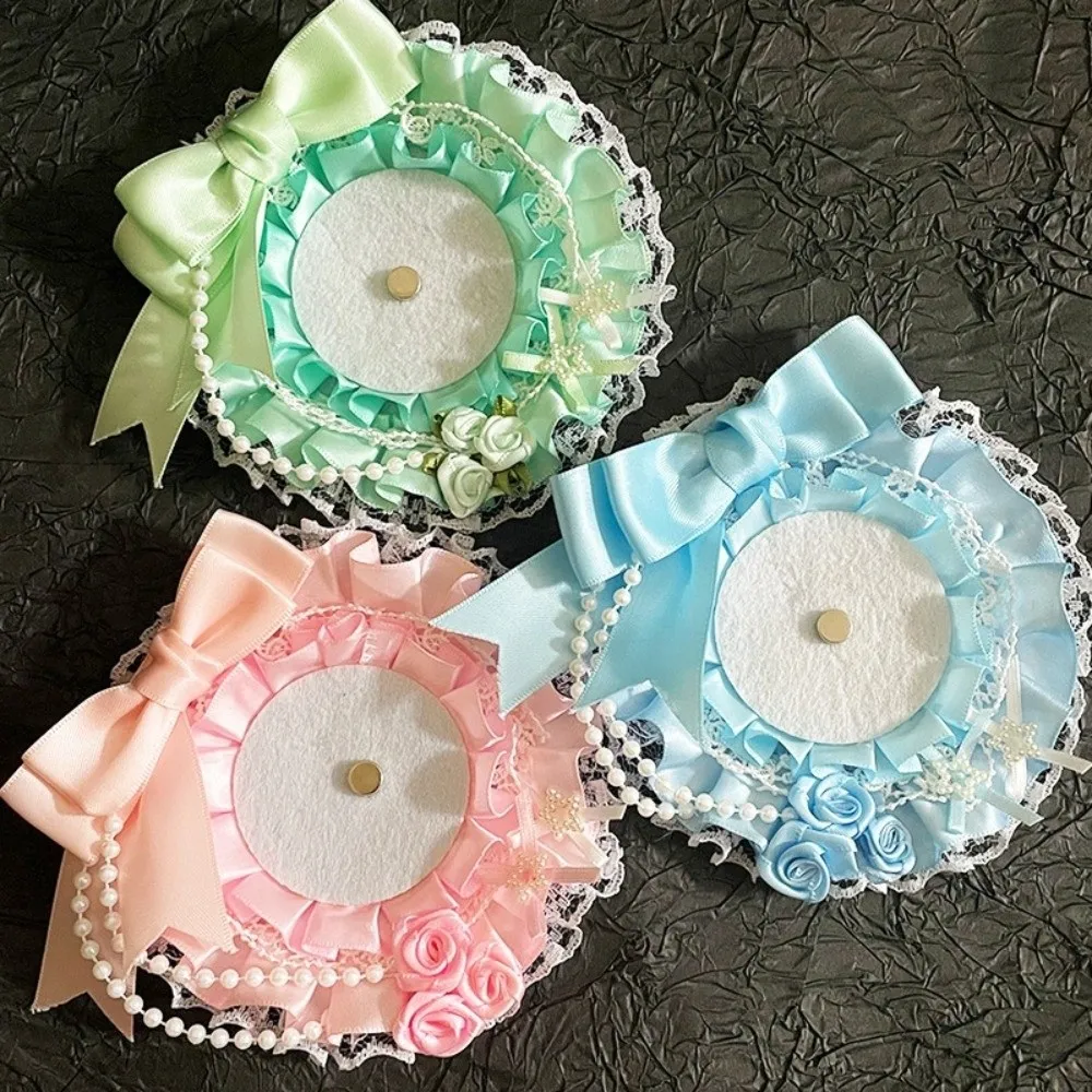 Kawaii DIY Lace Card Holder Lolita Anime Badge Display Holder with Ribbon Idol Display Lace Photocard Case Badge Display