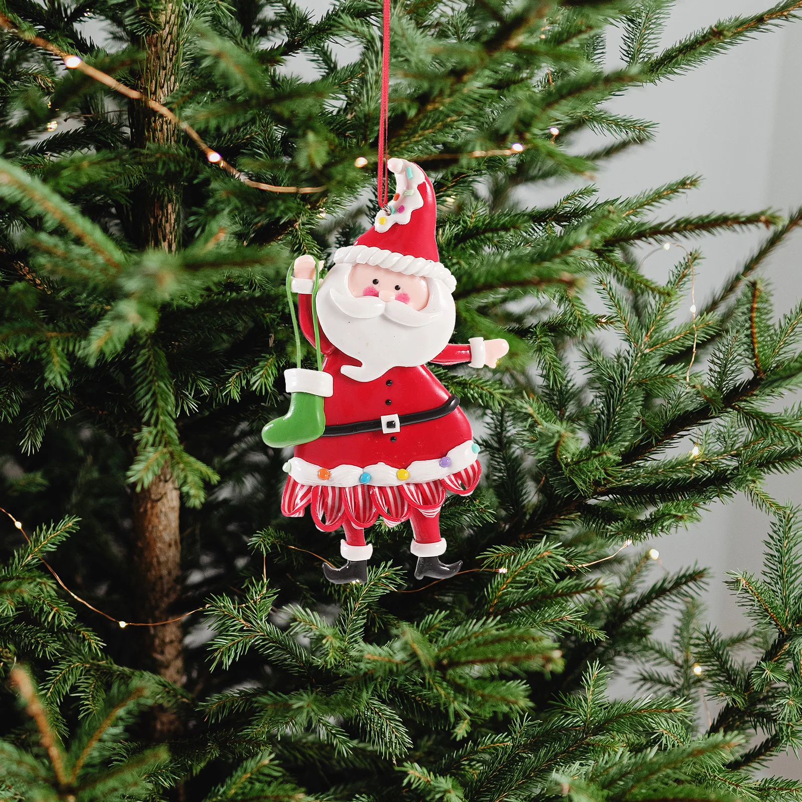 

Christmas Tree Hanging Ornament Santa Claus Shape Xmas Party Decoration Handmade Polymer Clay Pvc Festive Home Wall Door