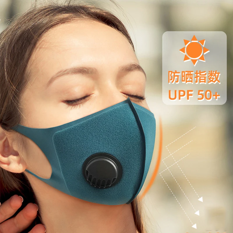 Masker uit één stuk 3,5 mm dik polyurethaanmateriaal Sponsband met ademhalingsventiel Wasbaar 3D-zonbescherming Stofdicht masker