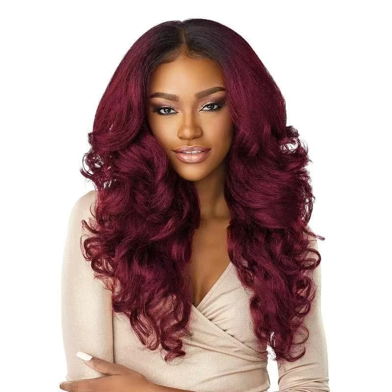 New fashion product: European and American women's wig, middle-parted long curly hair, black, voluminous,