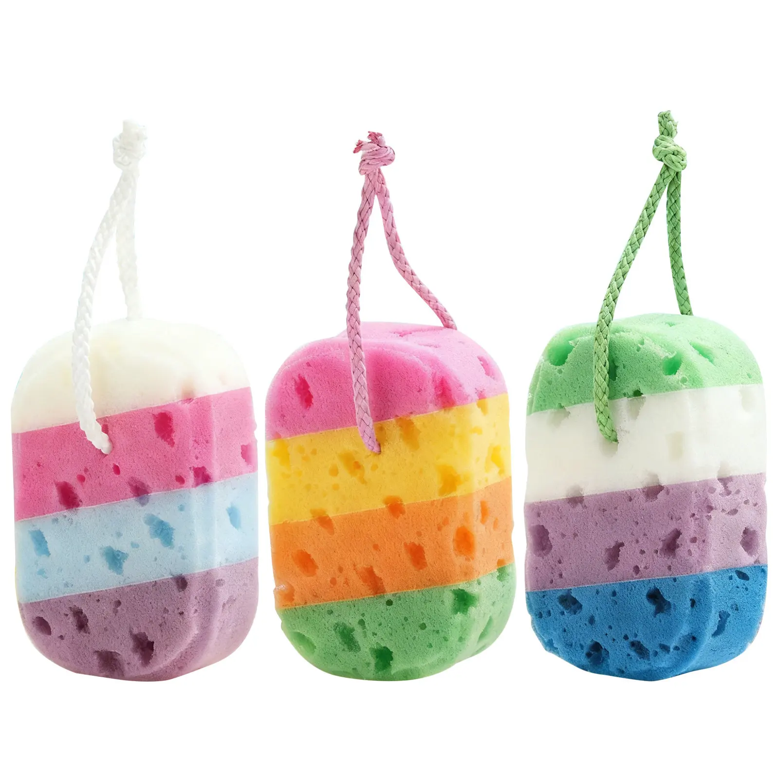 4Pcs Soft Honeycomb Sponge Bath Scrubber Multicolor Body Wash Foaming Sponges Shower Exfoliating Cleaning Kit Mesh Bath Sponge