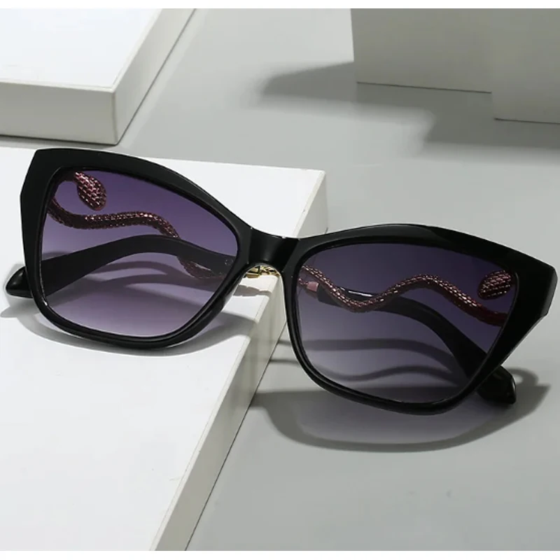 3er-Pack modische Cat-Eye-Sonnenbrille mit großem Rahmen für Damen, Punk, stilvoller Farbverlauf, Outdoor-Sonnenbrille, Unisex, Metallbeine, UV400-Brille