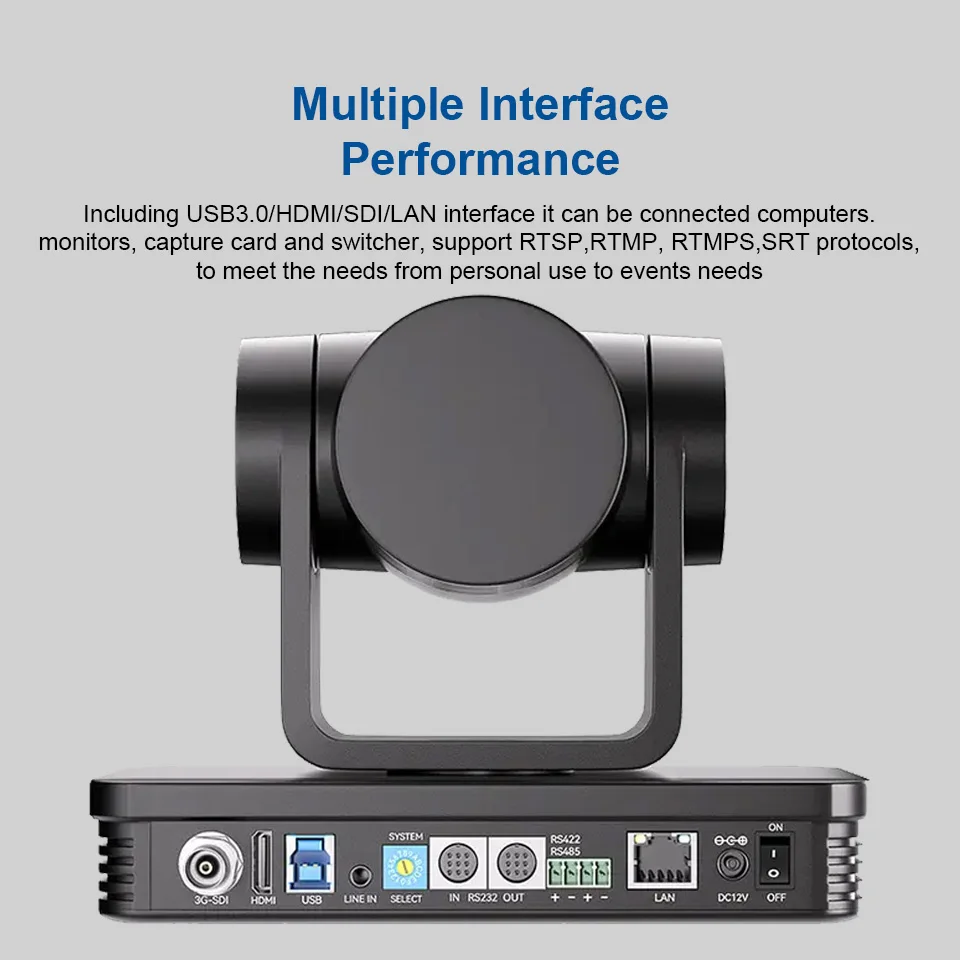 NDI HX PoE 12 20x Zoom Live Streaming SDI PTZ Camera HDMI USB IP Ai Auto Tracking Ptz Conference Camera for Church Bussiness