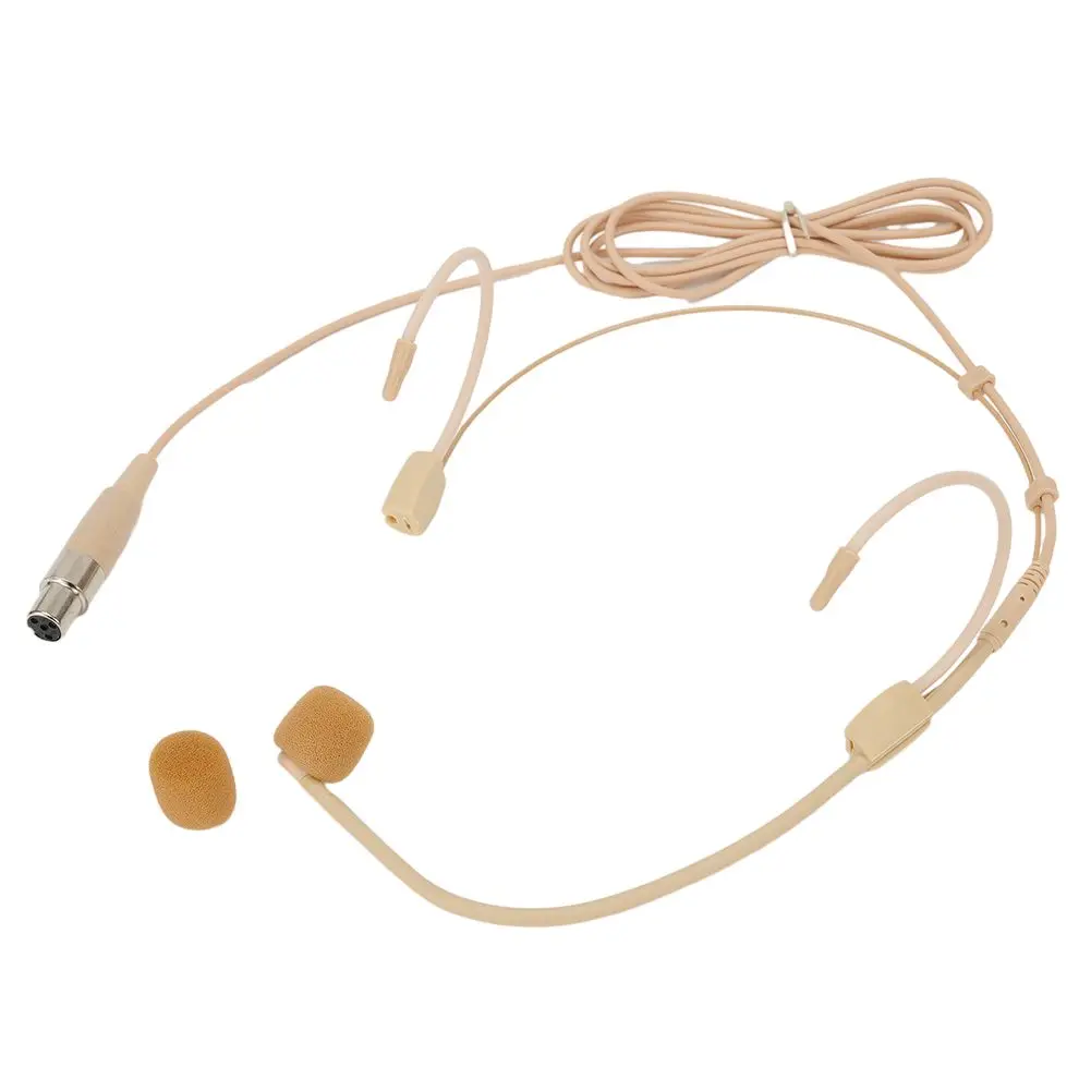 

Beige Dual Earhook Headset Microphone Mini 4 Pin XLR For SHURE Wireless Earhook Mic Headworn Microphone For Singing Speech