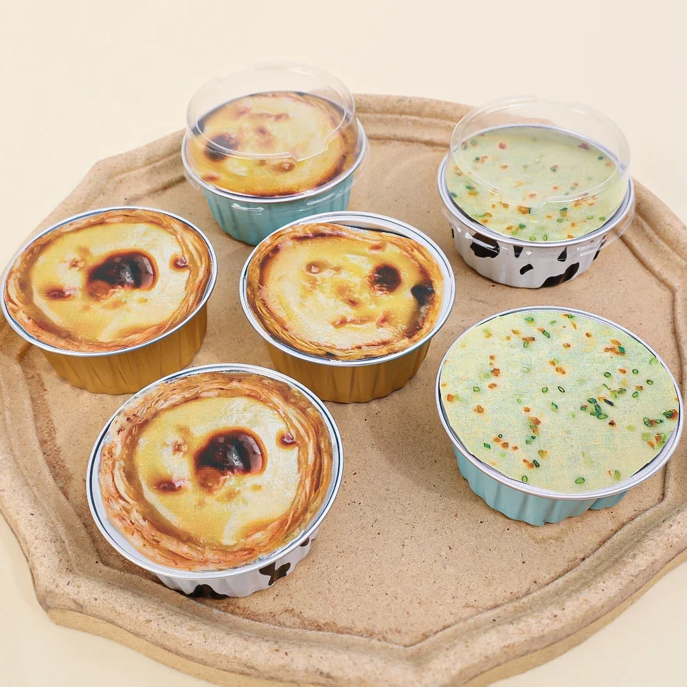 10Pcs Aluminum Foil Tin Cups Reusable Aluminum Foil Tin Pudding Cup Cake Mold Wedding Cupcake Wrapper Kitchen Baking Accessories