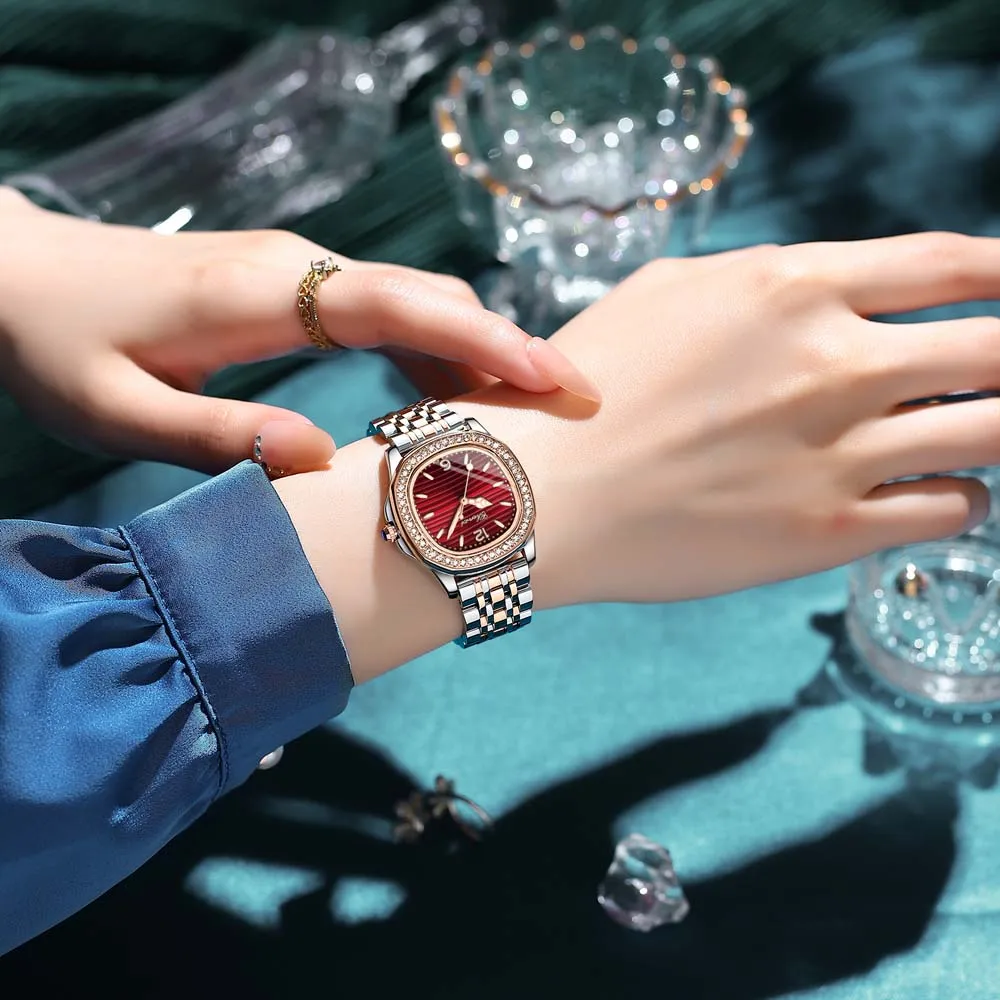 CHENXI Women's Watch Luxury Diamond Quartz Watches Stainless Steel Fashion Dress Wristwatches Clock Gift for Ladies
