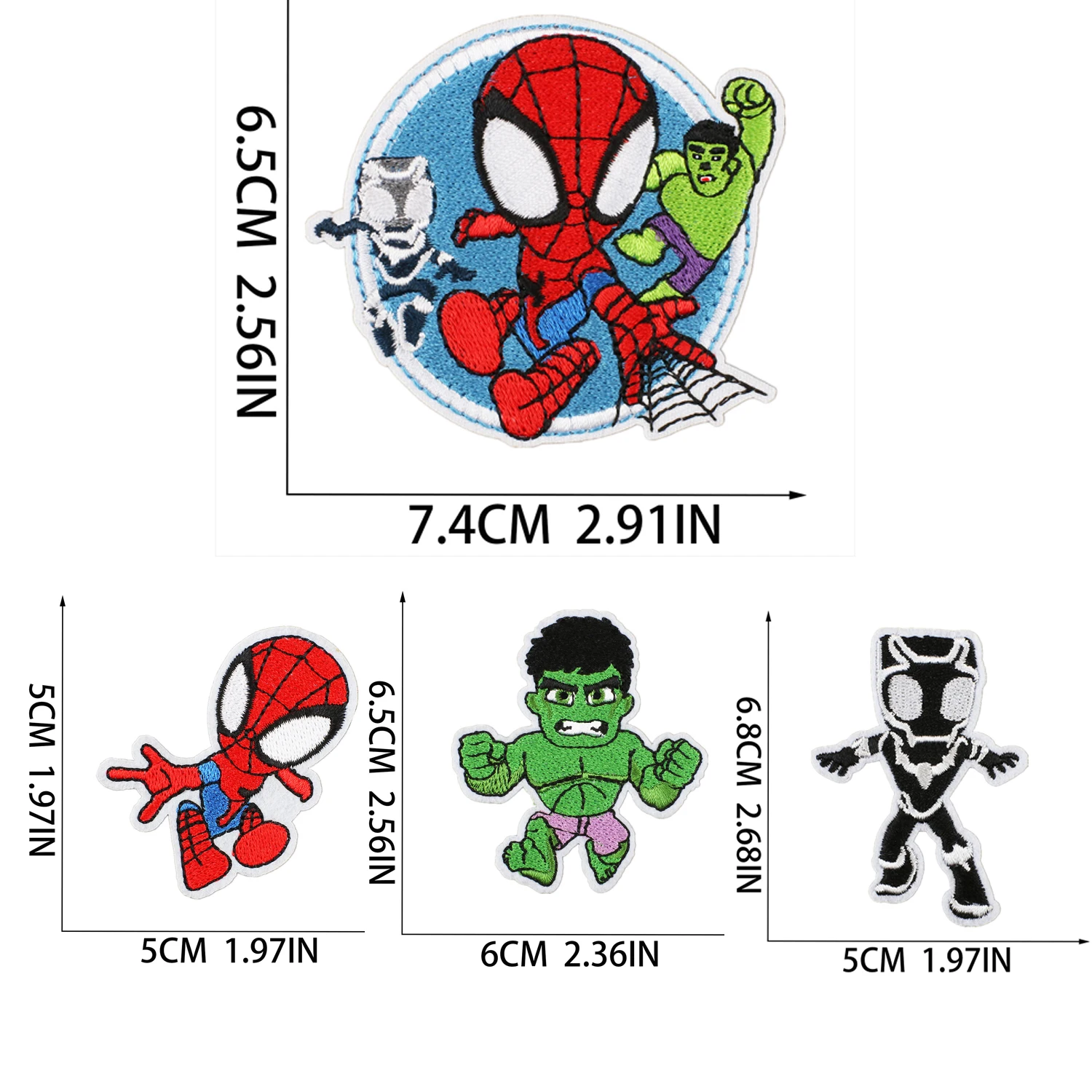 Spider Man Hulk embroidery patch DIY logo Anime Marvel Cartoon iron on Clothes Jacket Sew iron on patches Clothing Applique