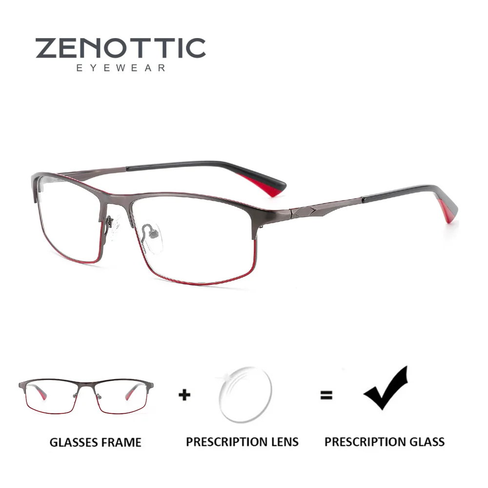 

ZENOTTIC модные металлические очки для бровей по рецепту для мужчин квадратные фотохромные оптические очки прогрессивные очки