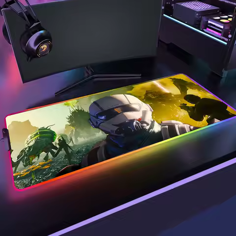 Helldivers 2 Mouse Pad Gamer RGB Deskmat Gaming Keyboard Mat Laptops LED Mousepad Desk Protector Anime Luminescence Mause Mats