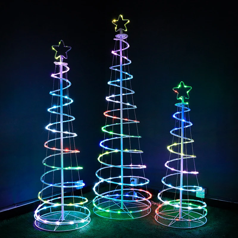 LED point-controlled RGB fantasy folding circle circling Christmas tree light telescopic tube spiral tree light