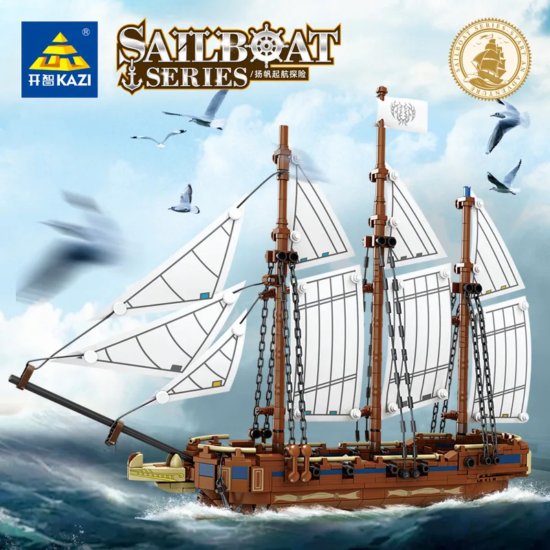 

87026 Королевские голландские яхты Siguna Schooner, сборная модель, детская сборка мелких частиц, строительные блоки