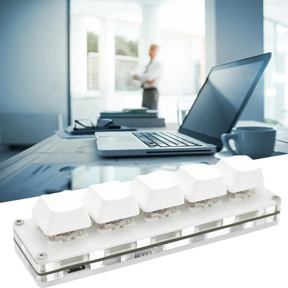 Mini 5 Keys Custom Keypad Usb Wired White Programmable Macro Mechanical Keyboard For Gaming Working Diy Macropad J1j4