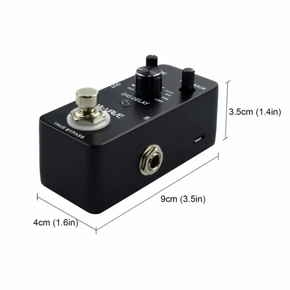 M-VAVE تأثير الغيتار دواسة الحفر تأخير تأخير الرقمية مع 9 تأخير الآثار صحيح تجاوز كامل المعادن قذيفة دواسة Cuvave مكعب الطفل