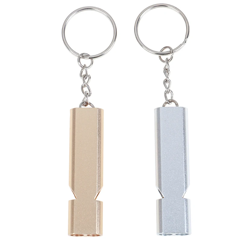 1 pz piatto in lega di alluminio doppia frequenza fischietto di sopravvivenza doppio tubo fischietto di sopravvivenza all'aperto attrezzatura attrezzata strumento EDC