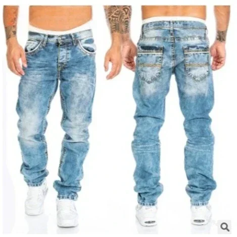 

Мужские винтажные джинсы 2024 года, осенние, повседневные, со средней посадкой, с карманами, зауженные, в стиле стритвир, хип-хоп, с эффектом потертости, длиной до щиколотки