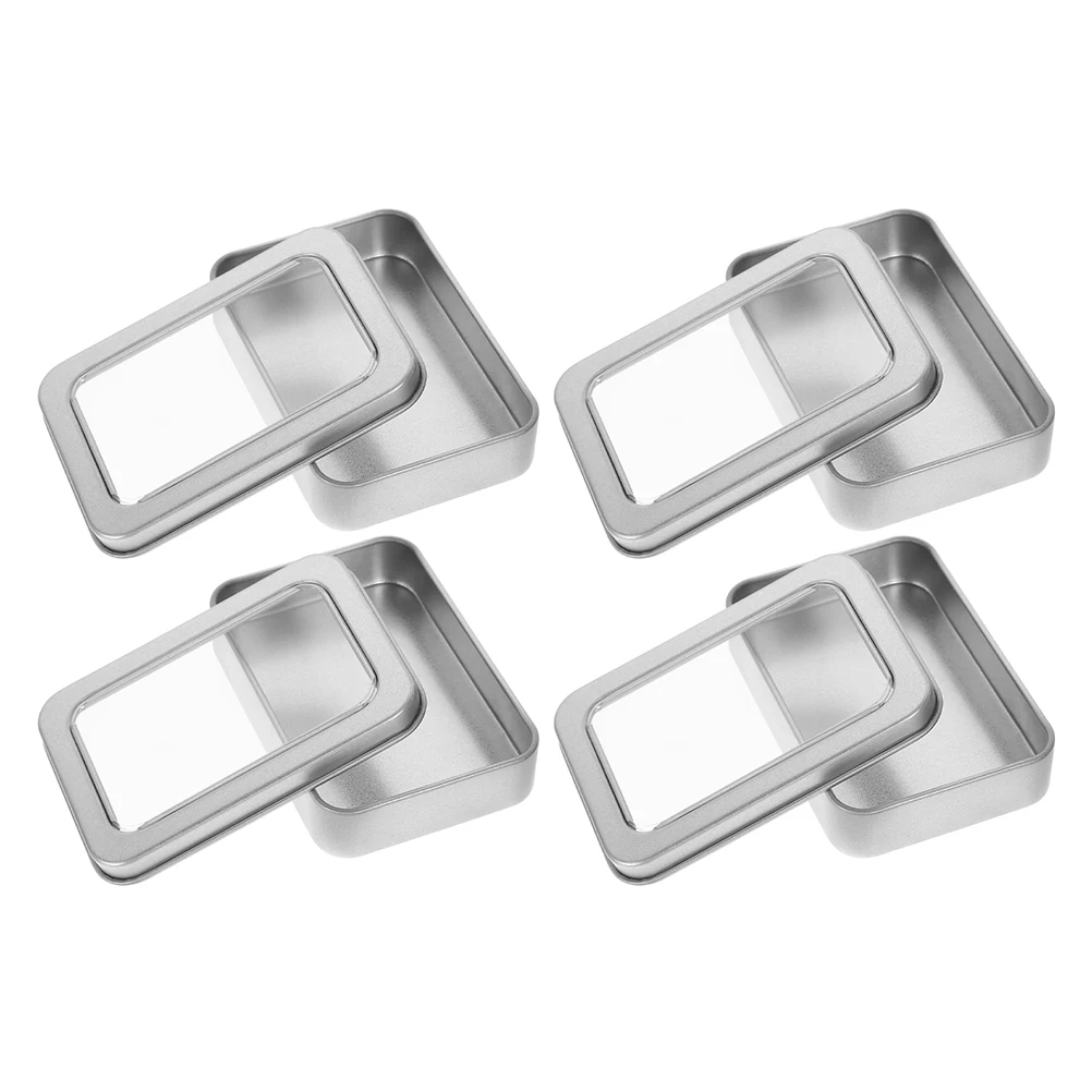 

4 Pcs Boxes Card Storage Playing Container Manual Organizer Gaming Case Silver Game Holder
