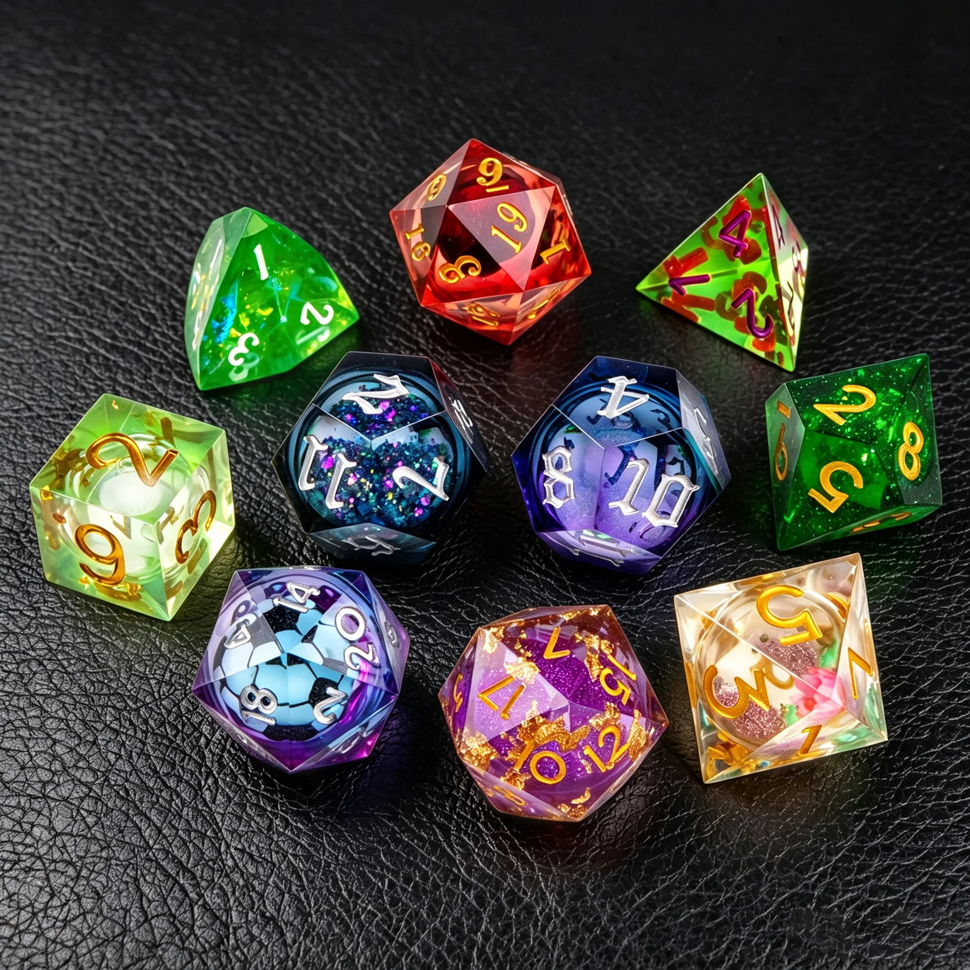 7PCS Polyhedral Dice Set Metal Resin Mixed Random Color DND Dice for RPG Tabletop Board Games