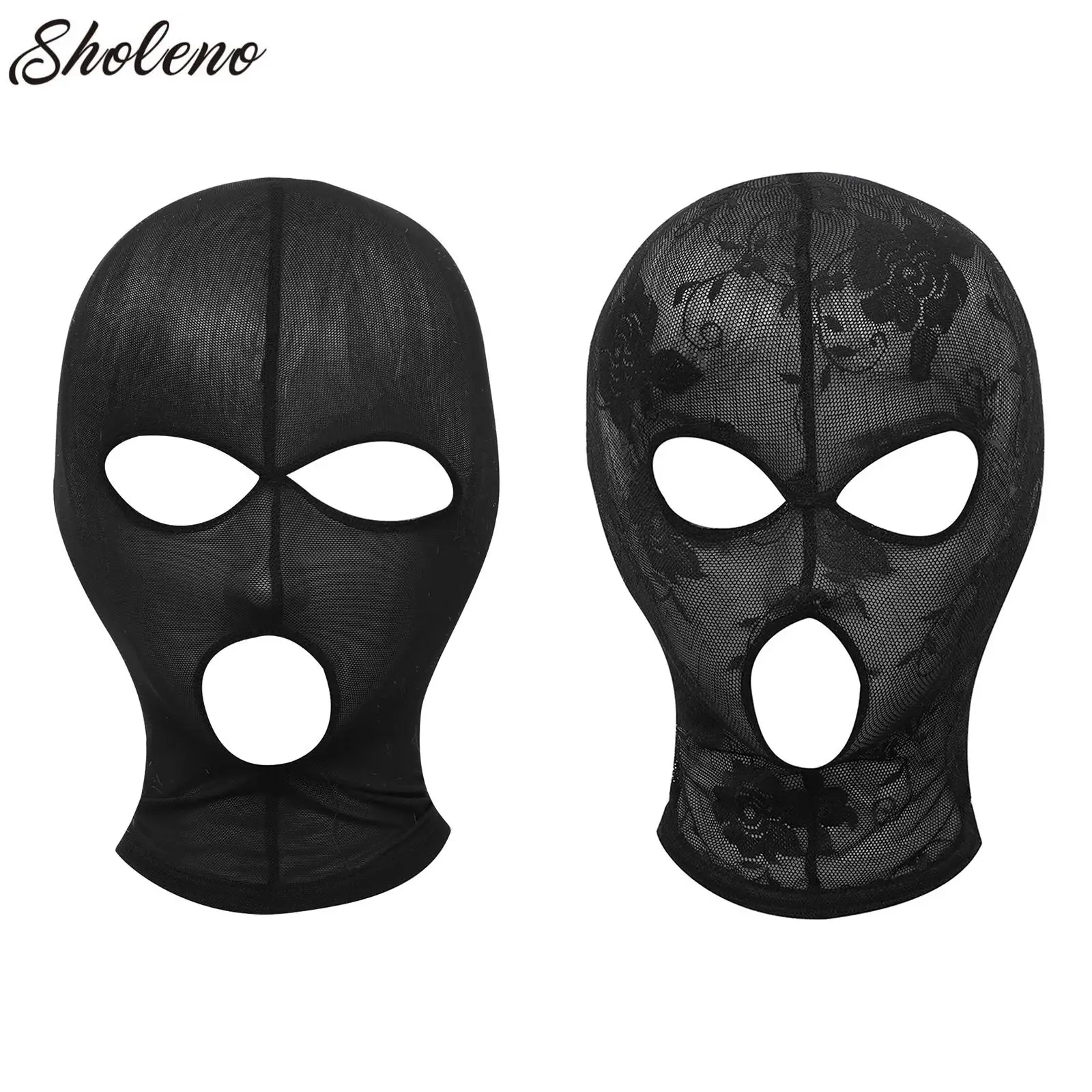 

1Pc Women Lace Full Head Hood Hot Hollow See-through Mesh Veil Headpiece Mask for Halloween Masquerade Holiday Parties Nightclub