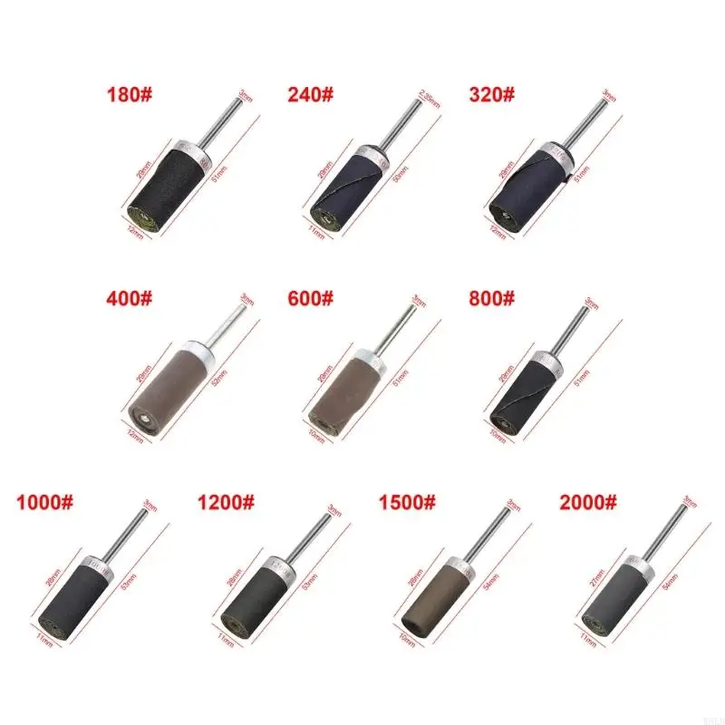 W8KB 3mm Shank Cylinder Sandpaper Rod Sticks Convenient Sand Paper Bar Grit 1500 1200 1000 600 400 320 240 180