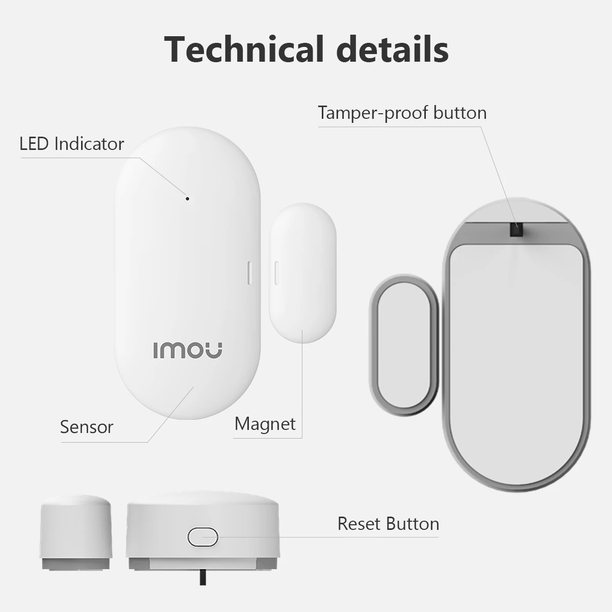 IMOU-Sensor inteligente WiFi para puerta y ventana, protección de seguridad para el hogar, 2 años de batería, notificación en tiempo Real, a prueba