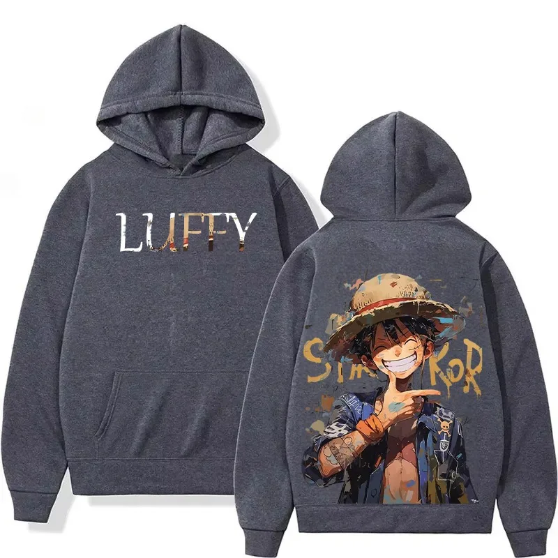 One Piece Rufy Cosplay Autunno/inverno Coppia Felpa con cappuccio Harajuku Y2k Street One Piece Appassionato Top a maniche lunghe