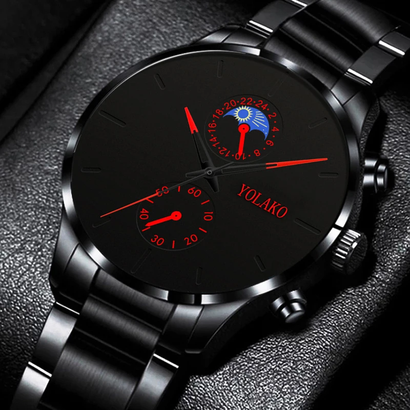 2022 Fashion Mens Watches Luxury Men Black Stainless Steel Quartz Wristwatch Man Business Casual Leather Watch relogio masculino