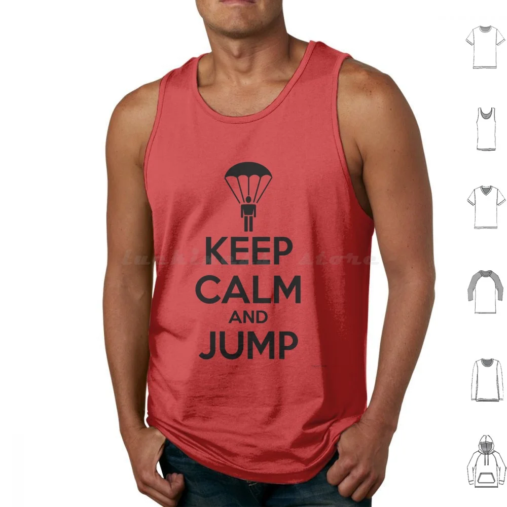 Parachute Keep Calm And Jump Tank Tops Print Cotton Parachute Parachuting