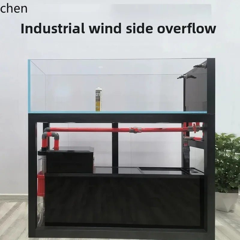 

D1 Ultra-Narrow Ultra-Thin Overflow Industrial Style Stream Tank Lanshou Bottom Filter Fish Tank Native Landscaping Tank