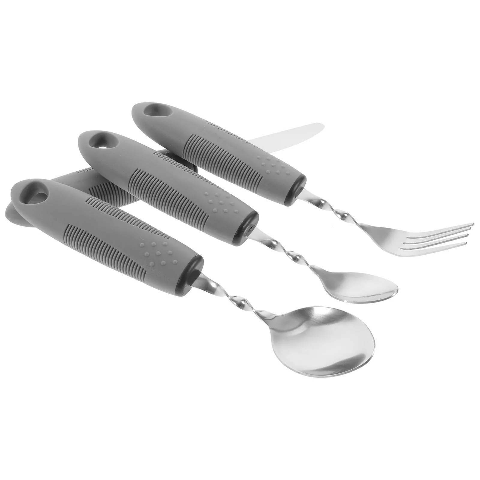 

Набор нескользящей адаптивной посуды для пожилых людей: легкий, портативный, удобный в использовании комплект столовых приборов (ложка и вилка) для людей со слабым здоровьем