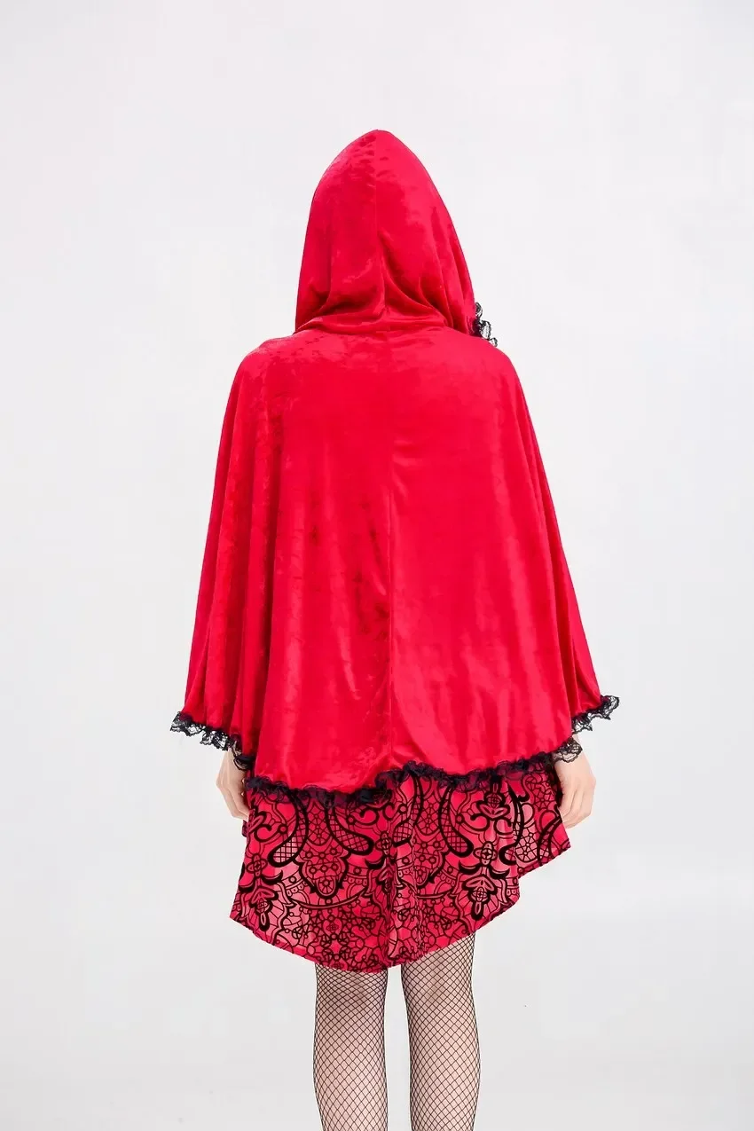 Little Red Riding Hood Costume Halloween Fantasia Fancy Dress Party Fairy Tale Cosplay Outfit