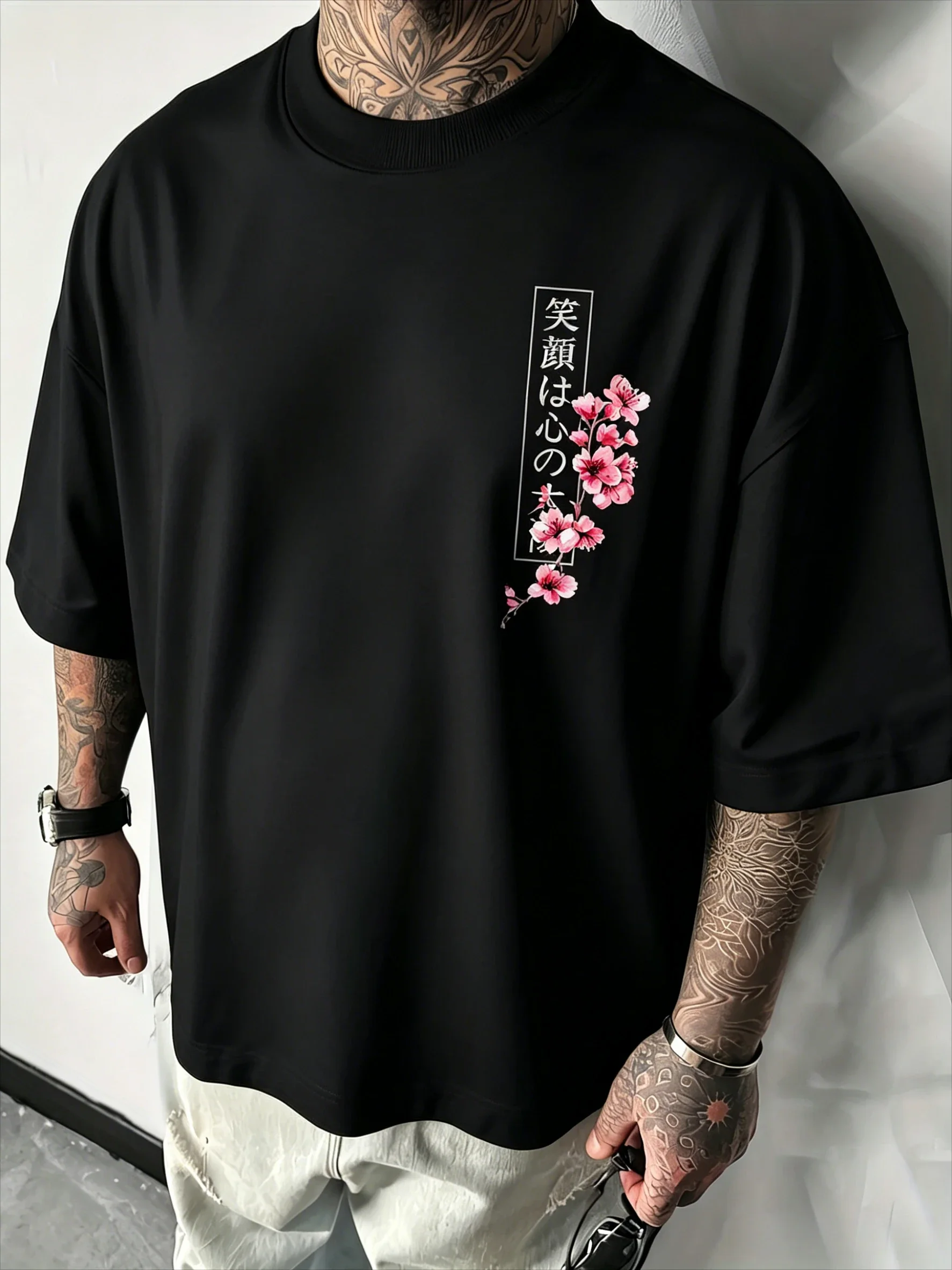 2026 Japanischer Kirschblüten-Print Herren Damen T-Shirt Sommer Herbst Alltag Outdoor Sport Lässig Locker Streetwear Kurzarm-Oberteil – Detail 4