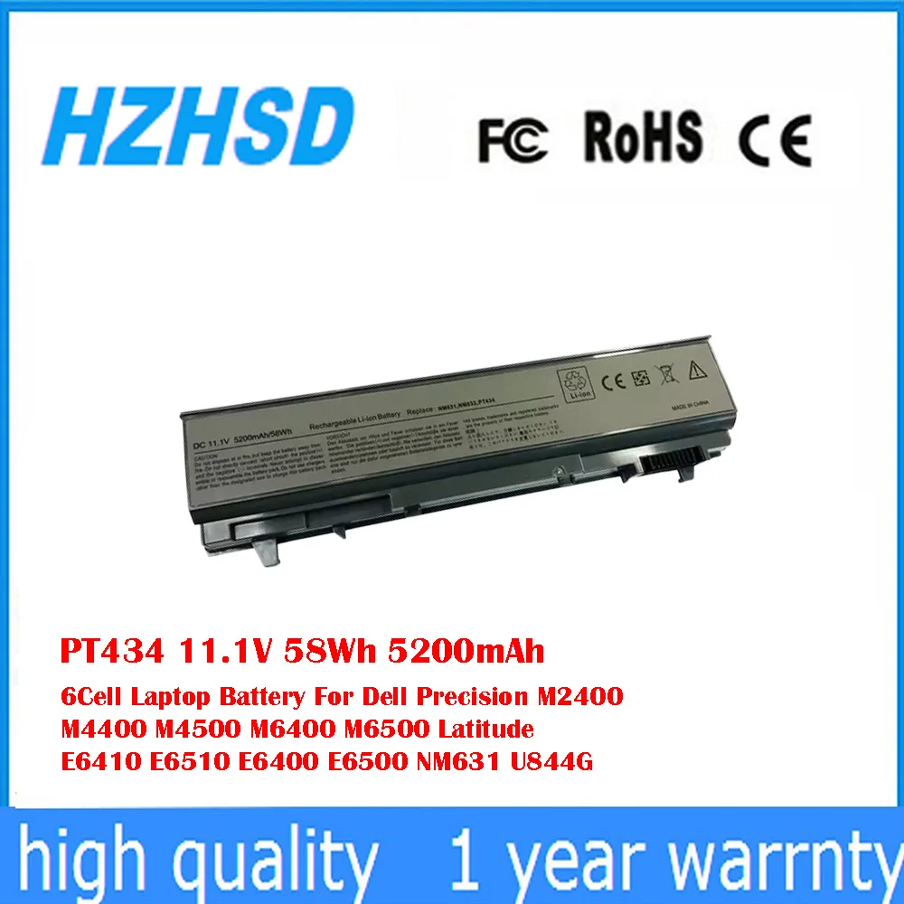 

PT434 11.1V 58Wh 5200mAh 6Cell Laptop Battery For Dell Precision M2400 M4400 M4500 M6400 M6500 Latitude E6410 E6510 E6400 E6500