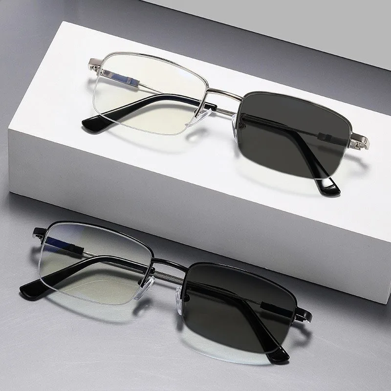 3-in-1 progressive multifokale photochrome Lesebrille – Blaulichtblockierung, Vintage progressive Presbyopie-Brille 1,0–4