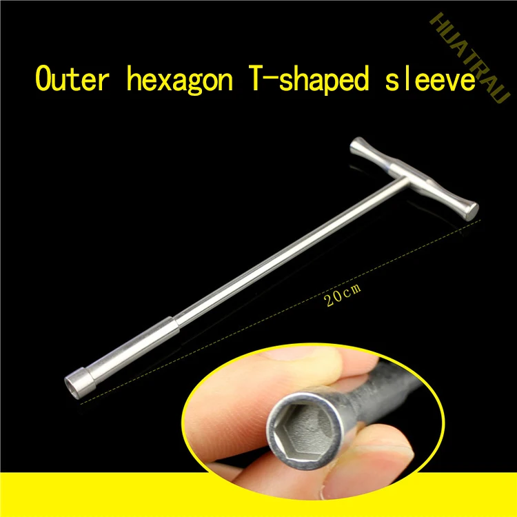 

External hexagon T-shaped sleeve nail taking tool orthopedic instrument medical double headed thread hollow bone screw Extractor