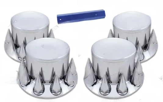 for One complete chrome-plated shaft cover kit with 33 mm sharp threaded lug nut cover