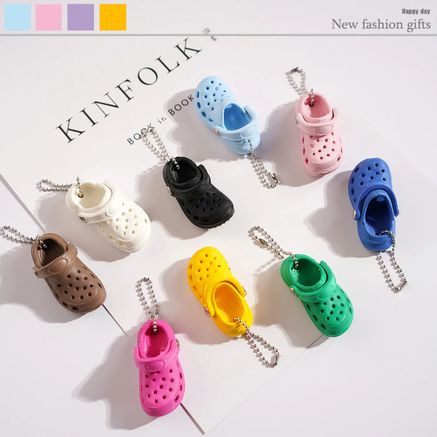Mini EVA Hole Shoes Keychain Pendants Colorful Croc Shoe Charms for DIY Car Key Bag School Bag Backpack