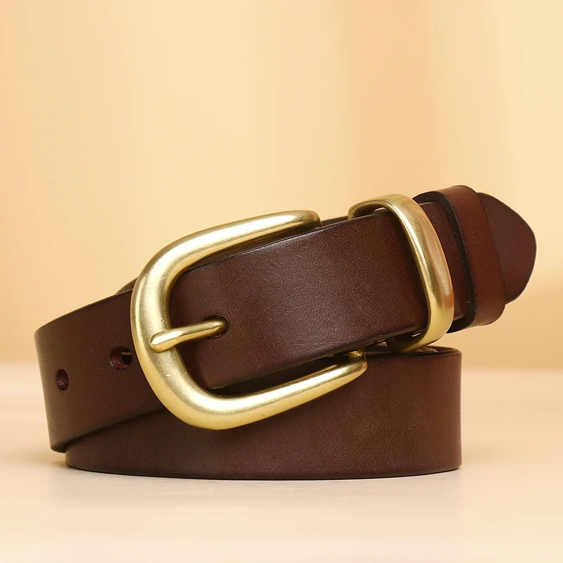 Women Genuine Leather Belt Cowskin Strap Luxury Alloy Pin Buckle Fashion Fancy Vintage Jeans Belt Skirt Decoration