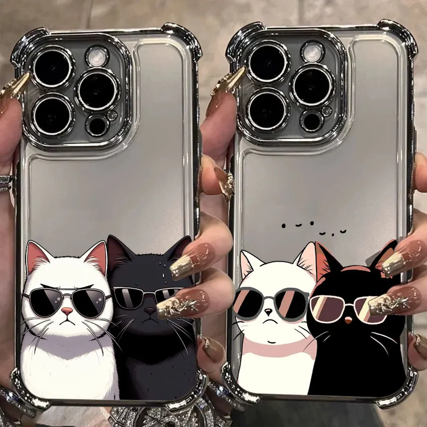 

Glasses Black White Cat Cartoon Case For Samsung Galaxy A56 A55 A54 A52 A53 5G A36 A34 A35 A33 A50 A26 A25 A16 A06 Phone Cover