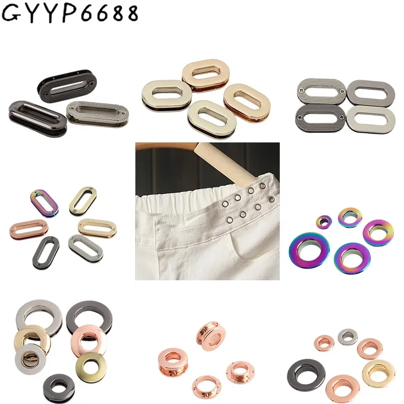 Hole Metal Oval Shape Grommet Eyelets For Leather Craft Repair Grommets Purse Shoes Belt Cap Clothes Round Eye Rings Accessories