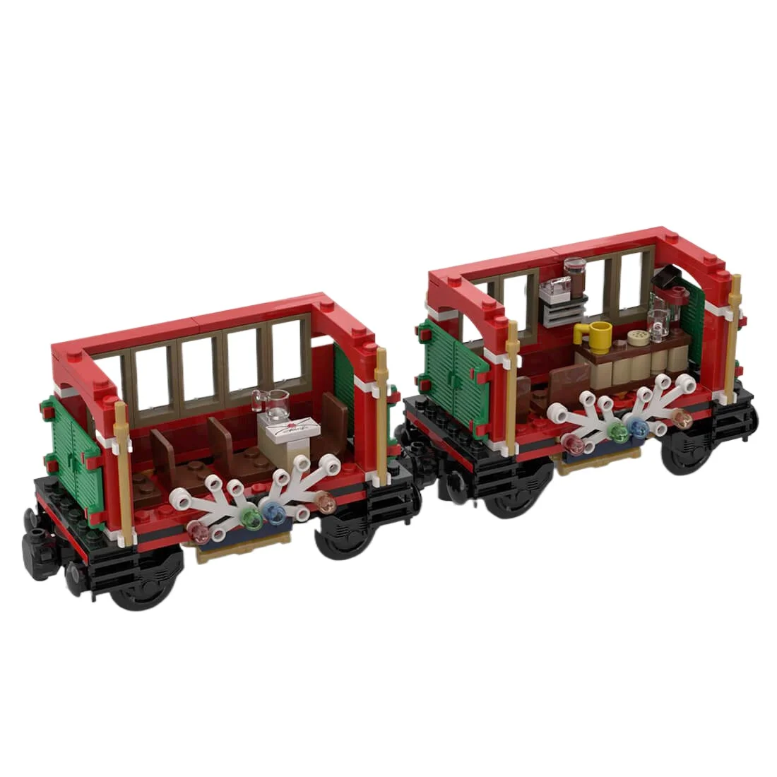 MOC قطار عيد الميلاد عربات إضافية اللبنات المتوافقة توسيع الطوب لنموذج السكك الحديدية قاطرة اللعب هدية للأطفال