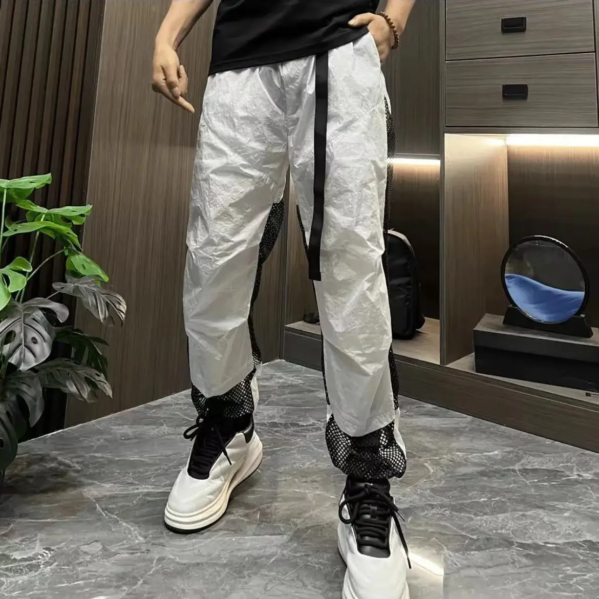 GELITAYIN Breathable Splicing บางกางเกงชายคลาสสิก Vintage Trend Streetwear Designer ราคาถูกใหม่ฤดูร้อน Men's Casual Hare