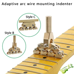 Guitar wire adaptive variable arc mounting head for various radius fretboard curvatures acoustic electric instruments fret press