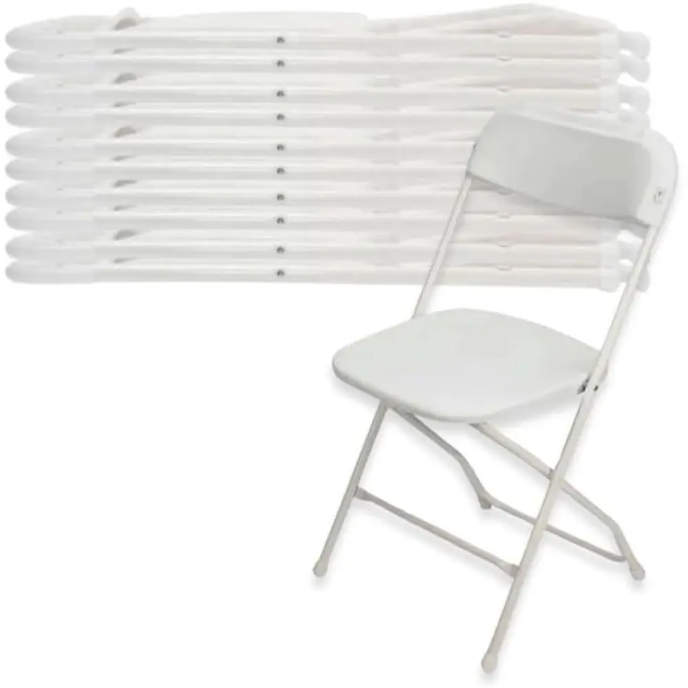 

Складные пластиковые стулья TitanPRO белого цвета - набор из 10 штук - легкие складные уличные стулья - прочные стулья для патио - набор стульев для вечеринок