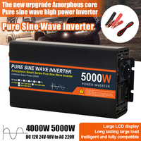 POWLAND 5000W 4000W Inverter 12V 24V To AC 220V Pure Sine Wave Solar Power Inverter Transformer Voltage Frequency Converter EU