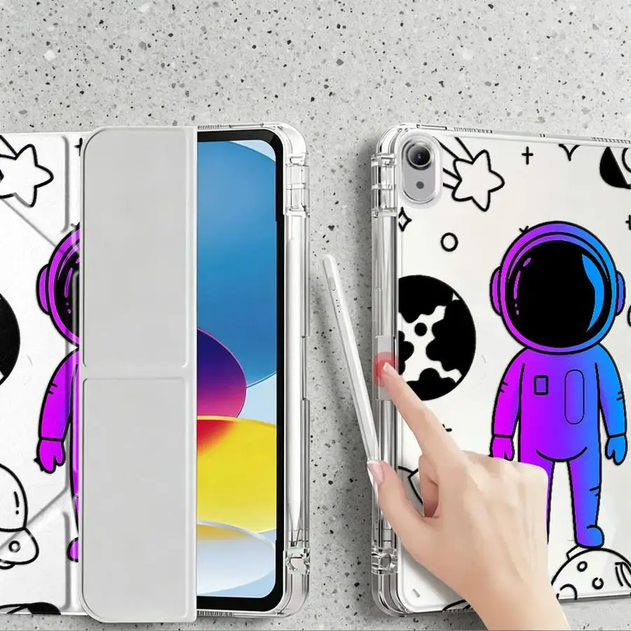 Purple Blue Astronaut Design Tablet Case For iPad Pro 13 2025 2026 Air 8 M2 M3 3 10th Gen 9th 11th Mini 7 6 5 12th With Pen Slot