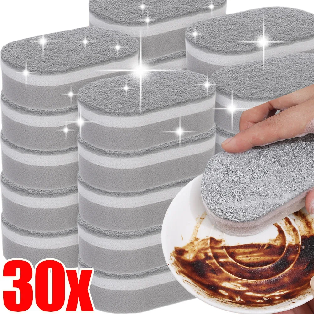 Magic Three Layers Cleaning Sponges Reusable Pan Pot Dishwashing Scouring Pads Household Kitchen Sponge Wipes Brush Clean Tools