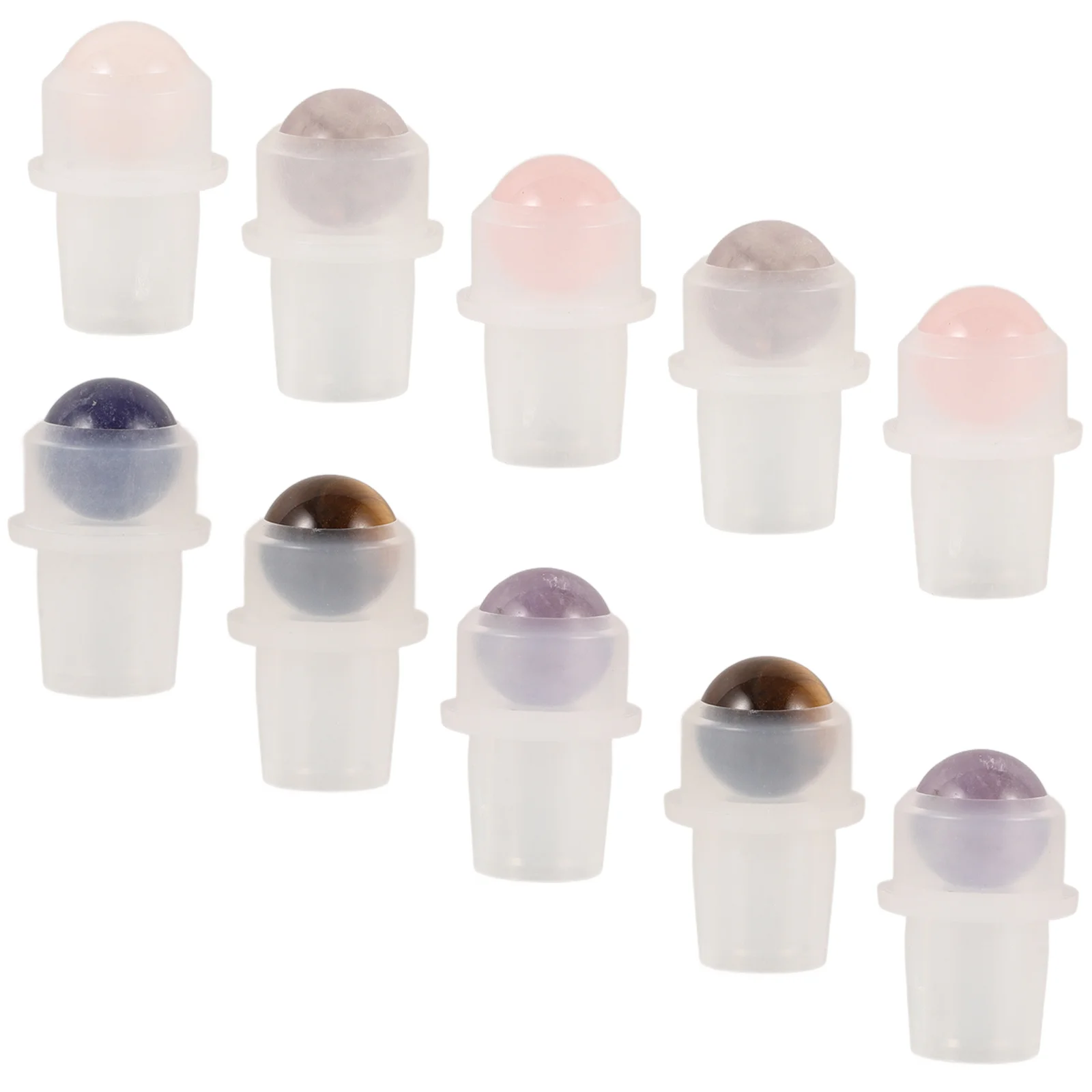 

10 Pcs Semi Precious Stones Perfume Bottle Balls Mouth Roller Supplies Polished High Quality Gemstone Replacement Rollers