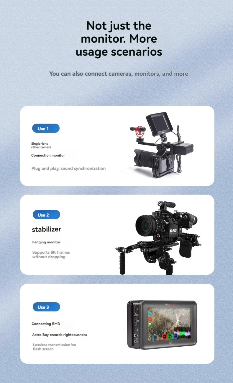 8k Hd Farbe HDMI-kompatibel Frühling Draht Ellenbogen Fotografie Austauschbare Objektiv Digital Kamera Stabilisator Astro Monitor 4k – Detail 7